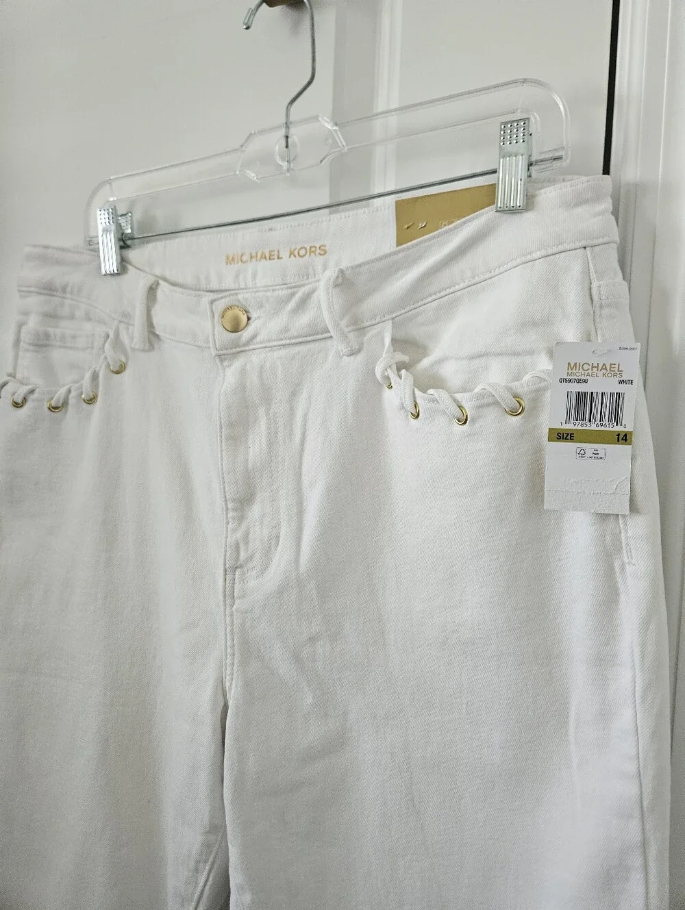 NWT Michael Kors White Selma Flared Jeams Size 14 , 25
